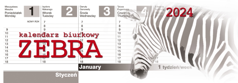 Obrazek Kalendarz Biurkowy Zebra 2024