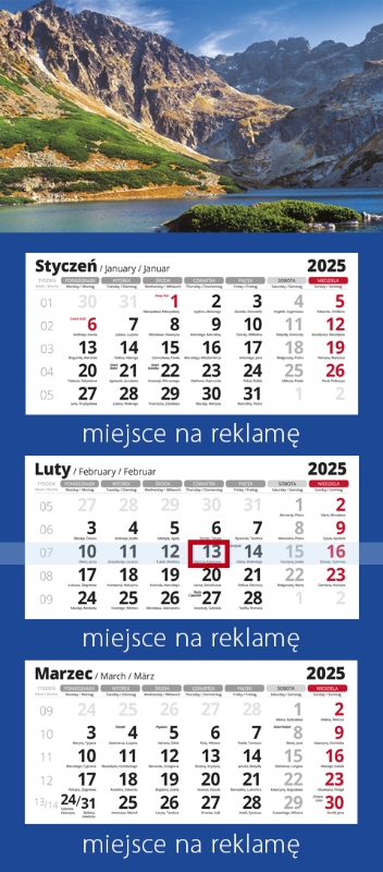 Obrazek Kalendarz Trójdzielny - LUX 2025