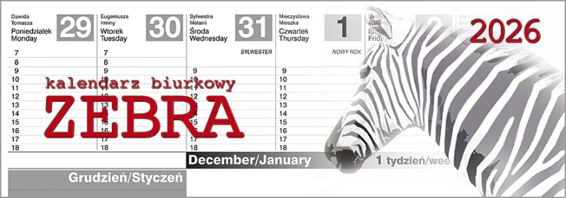 Obrazek Kalendarz Biurkowy Zebra 2026 