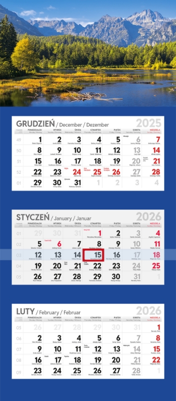 Obrazek Kalendarz Trójdzielny LUX 2026
